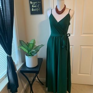 Green maxi dress with belt